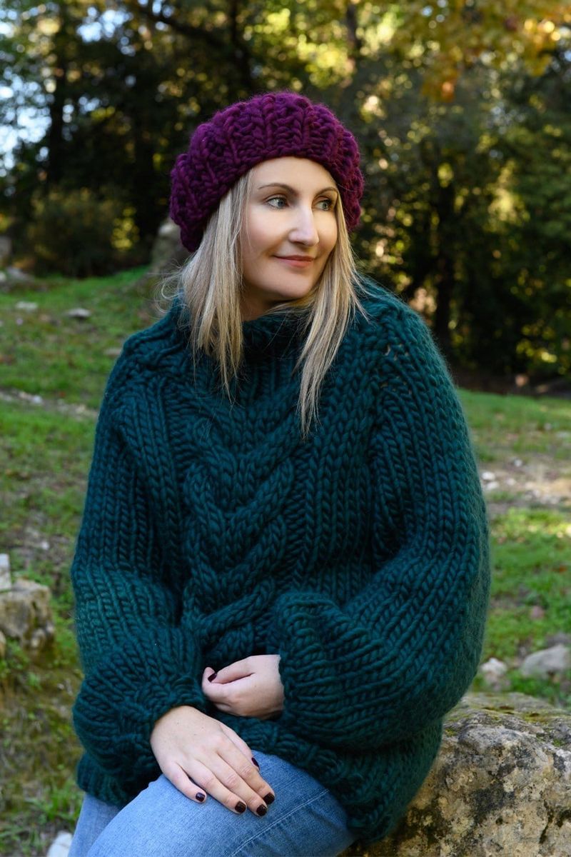 Chunky Cable Knit Sweater free crochet pattern by Louise Bollanos