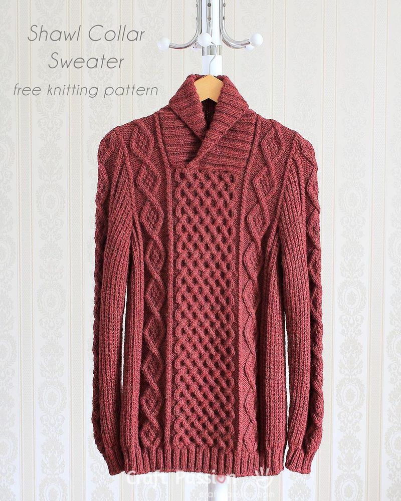 Shawl Collar Cable Pullover free crochet pattern by Joanne Loh