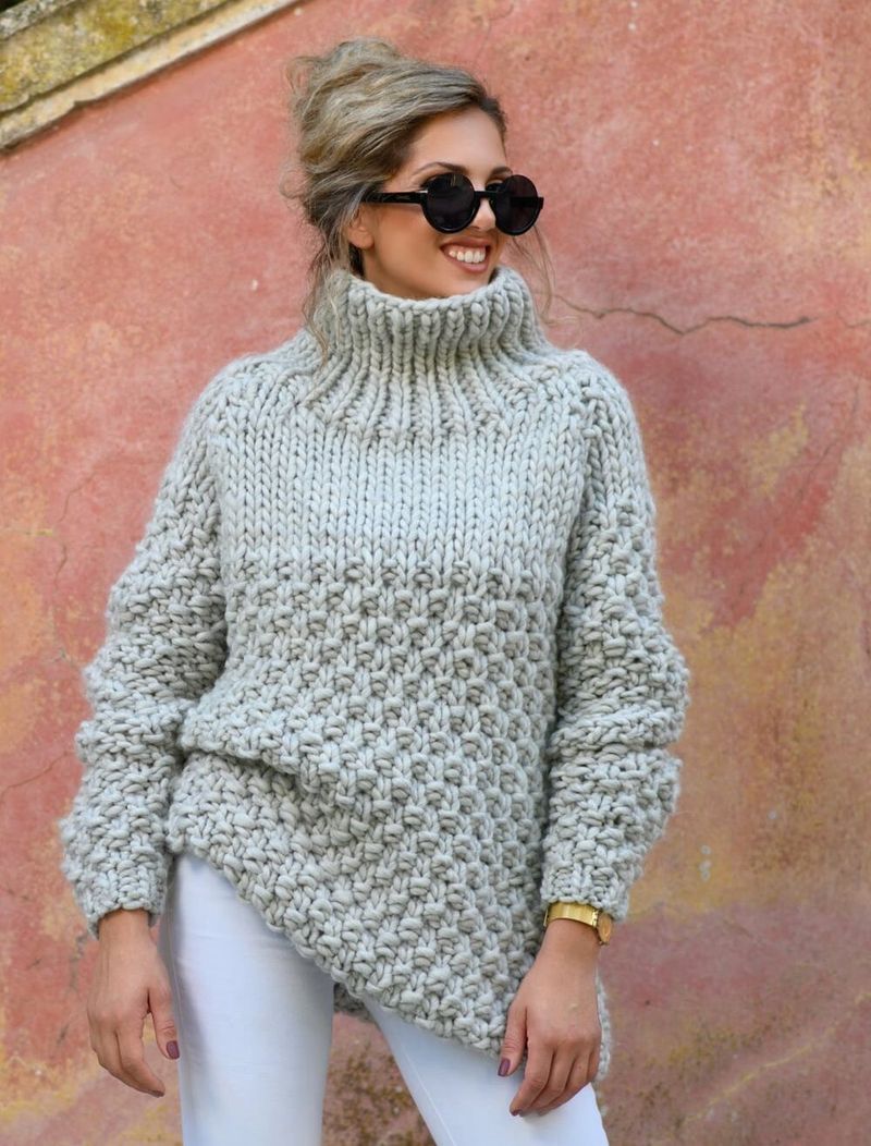 Oversized Chunky Knit Sweater free crochet pattern by Handy Little Me