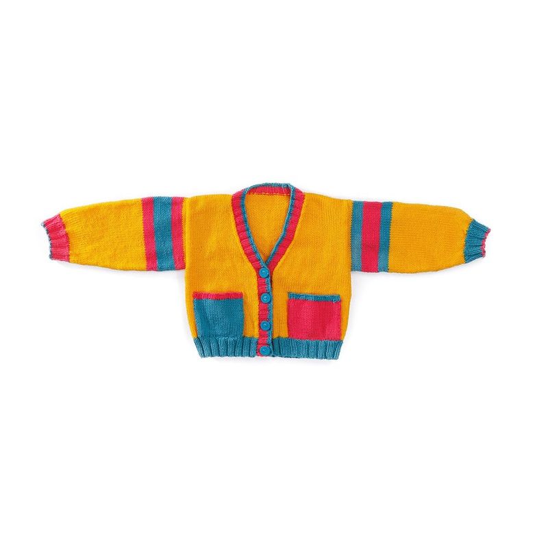 Bernat Bright Student Kids Knit Cardigan free crochet pattern by Bernat (Yarnspirations)