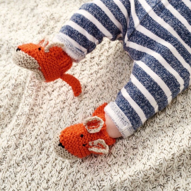 Fox Booties free crochet pattern by Claire Garland for Let's Knit