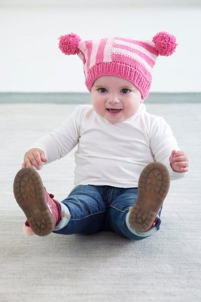 Sweet Striped Hat free crochet pattern by Lion Brand Yarn