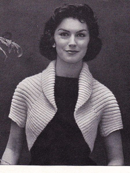 50s Ribbed Shrug free crochet pattern by Vintage booklet, shared by Liz
