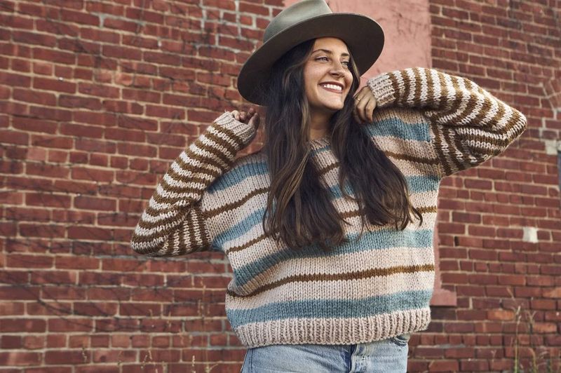 Easton Striped Pullover free crochet pattern by Alexandra Tavel